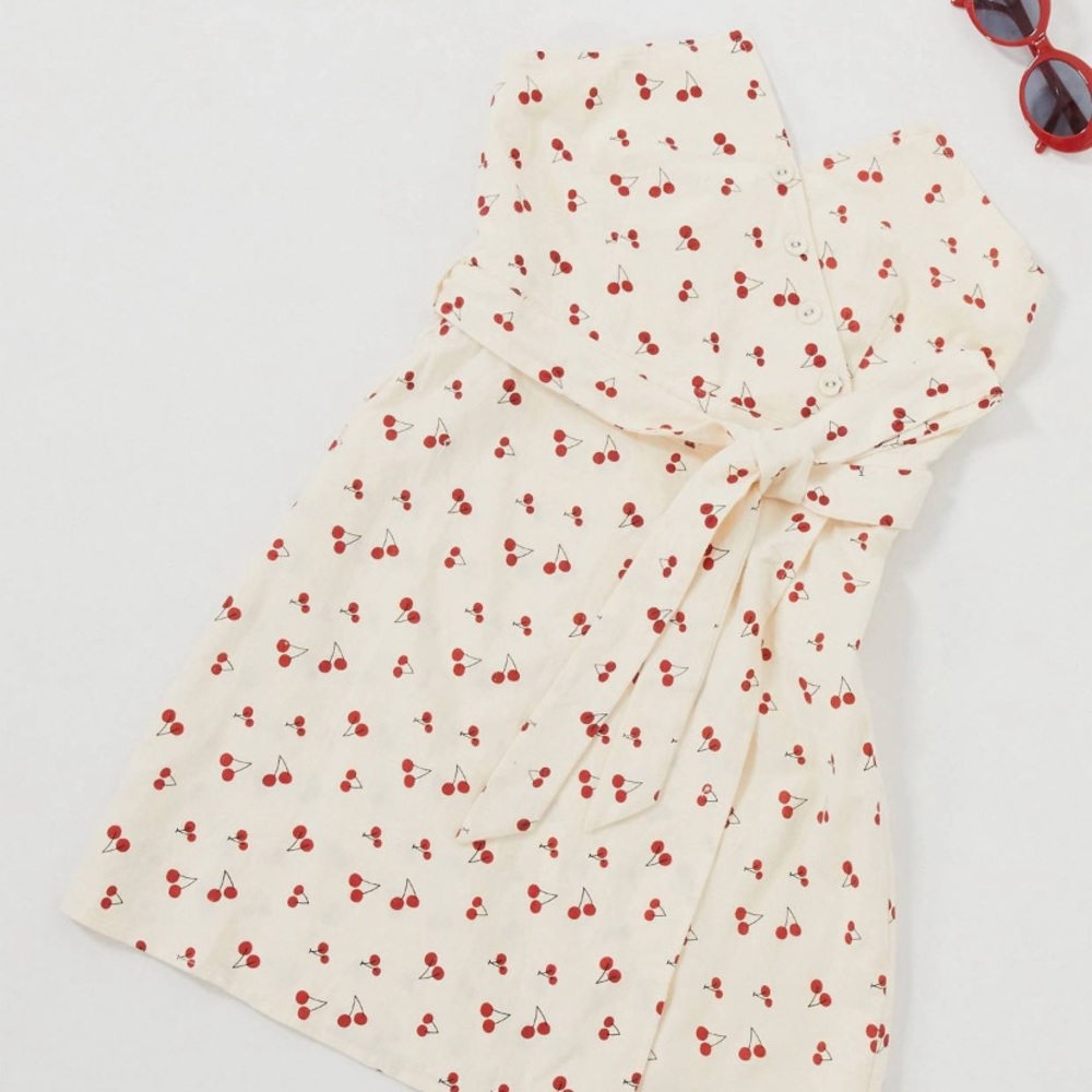 Gilli cherry print strapless mini dress